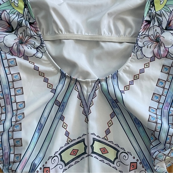 NACRE Voyage Tank One-Piece Swimsuit Pastel Watercolor Bird Print - Sz M-L - Picture 7 of 15